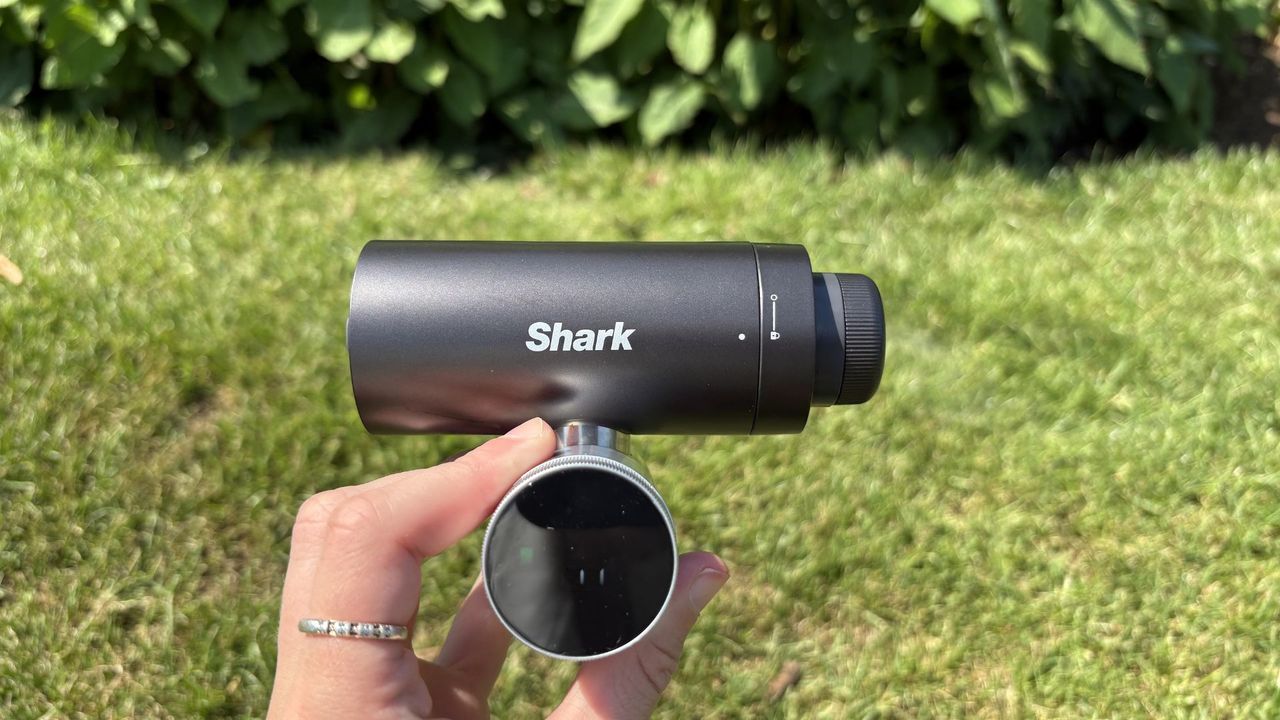 Shark ChillPill 3-in-1 Fan, Mist &amp; InstaChill System being tested outside with the mister