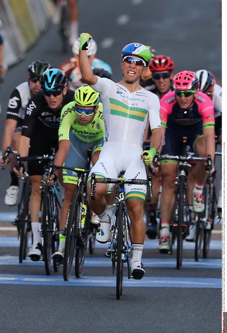 Caleb Ewan (Orica-GreenEdge) takes the win in Adelaide
