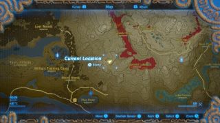 Zoomed in map location for the Eldin Canyon Breath of the Wild Captured Memories collectible