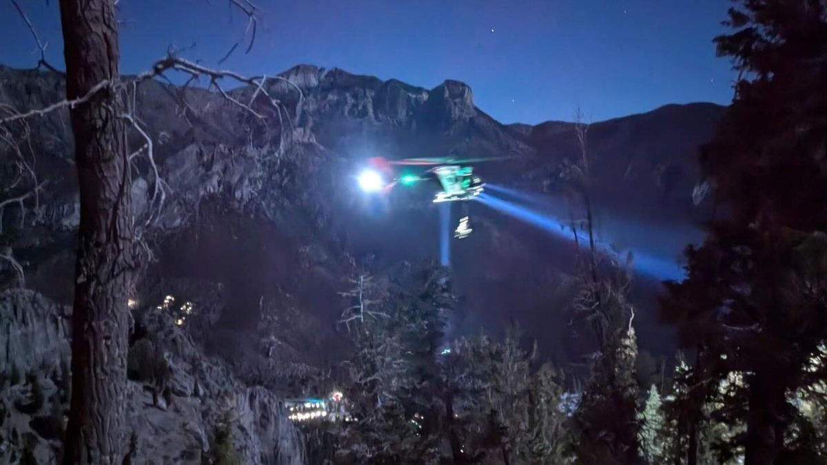 Las Vegas PD helicopter in nighttime rescue