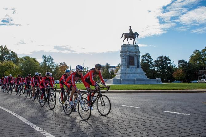 Racing down historic Monument Avenue