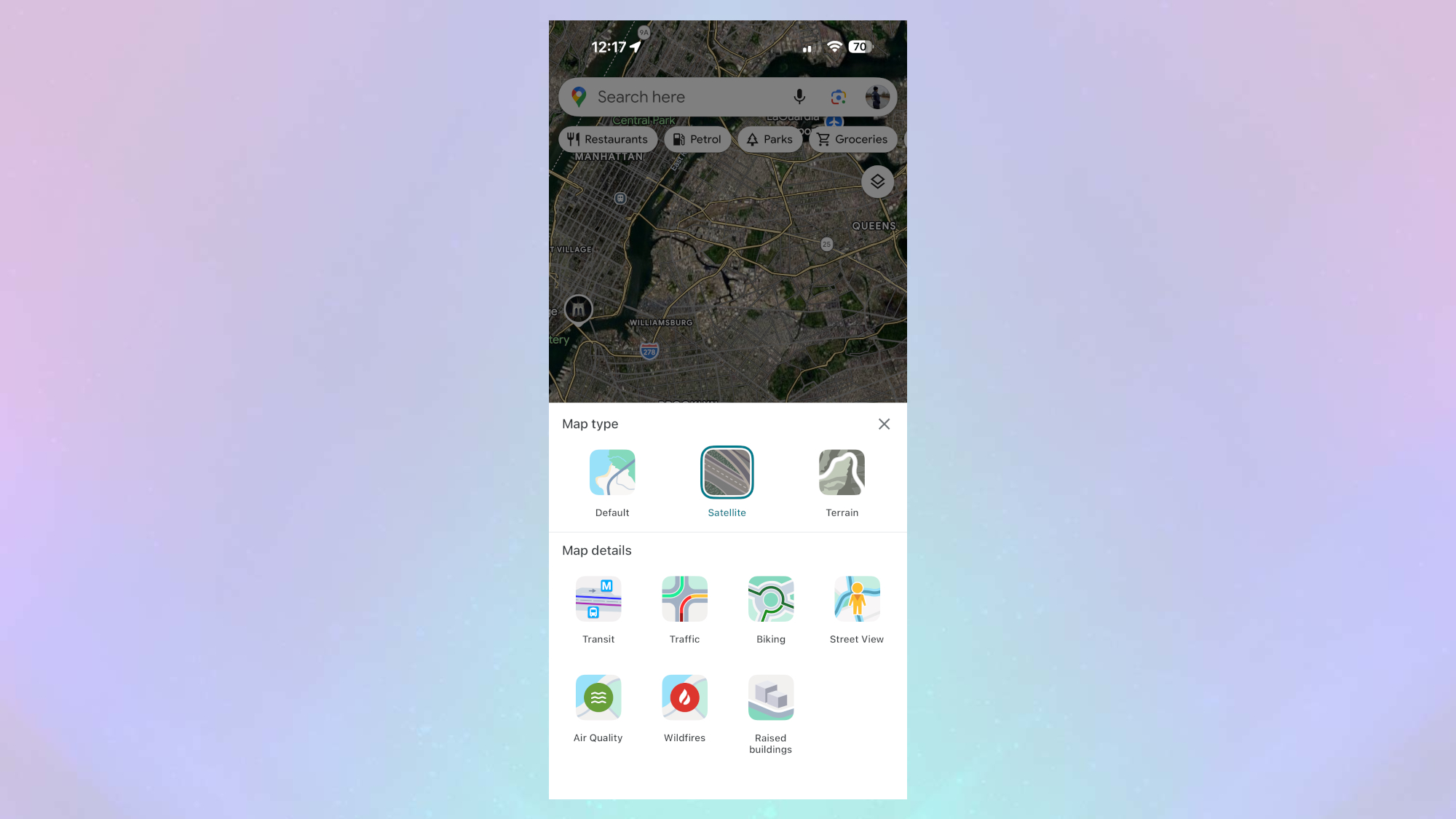 Google Maps map detail options 