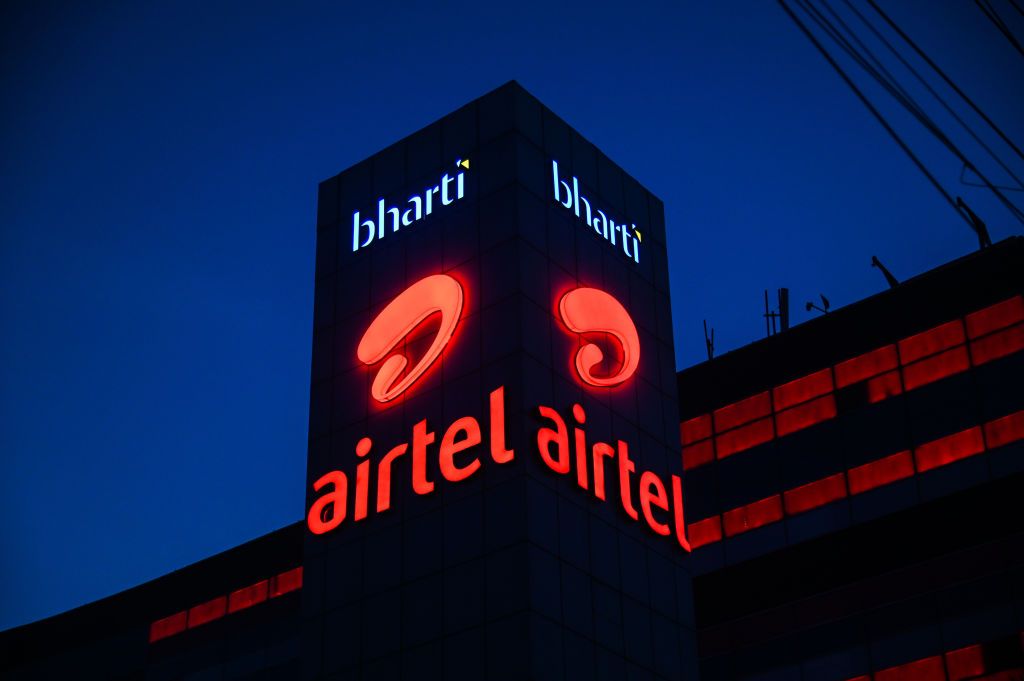 Bharti Airtel&amp;#039;s logo on an office building