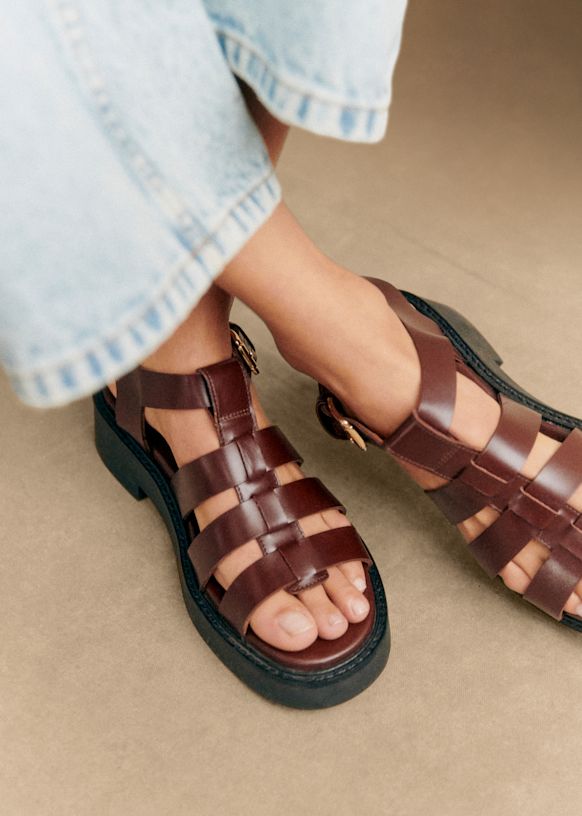 Allie Low Sandals - Glossy Chocolate - Bovine Leather - S&amp;eacute;zane