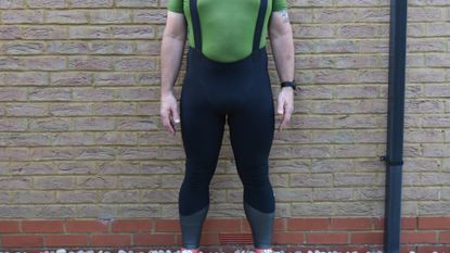 Male cyclist wearing the Assos Equipe RS Winter Bib Tights S9