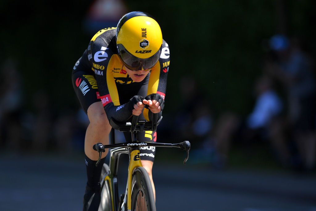 INGELMUNSTER BELGIUM JUNE 16 Julie Van De Velde of Belgium during the 122th Belgian Road Championship 2021 Womens Individual Time Trial a 249km race from Ingelmunster to Ingelmunster ITT bkingelmunster belgiancycling on June 16 2021 in Ingelmunster Belgium Photo by Luc ClaessenGetty Images