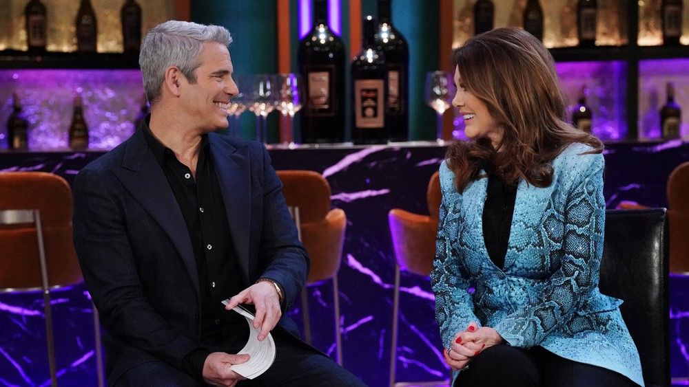 Andy Cohen and Lisa Vanderpump at a Vanderpump Rules reunion