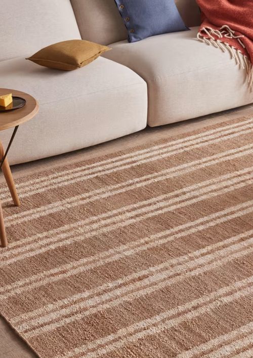 Stripey Jute Rug in Natural With Chalk