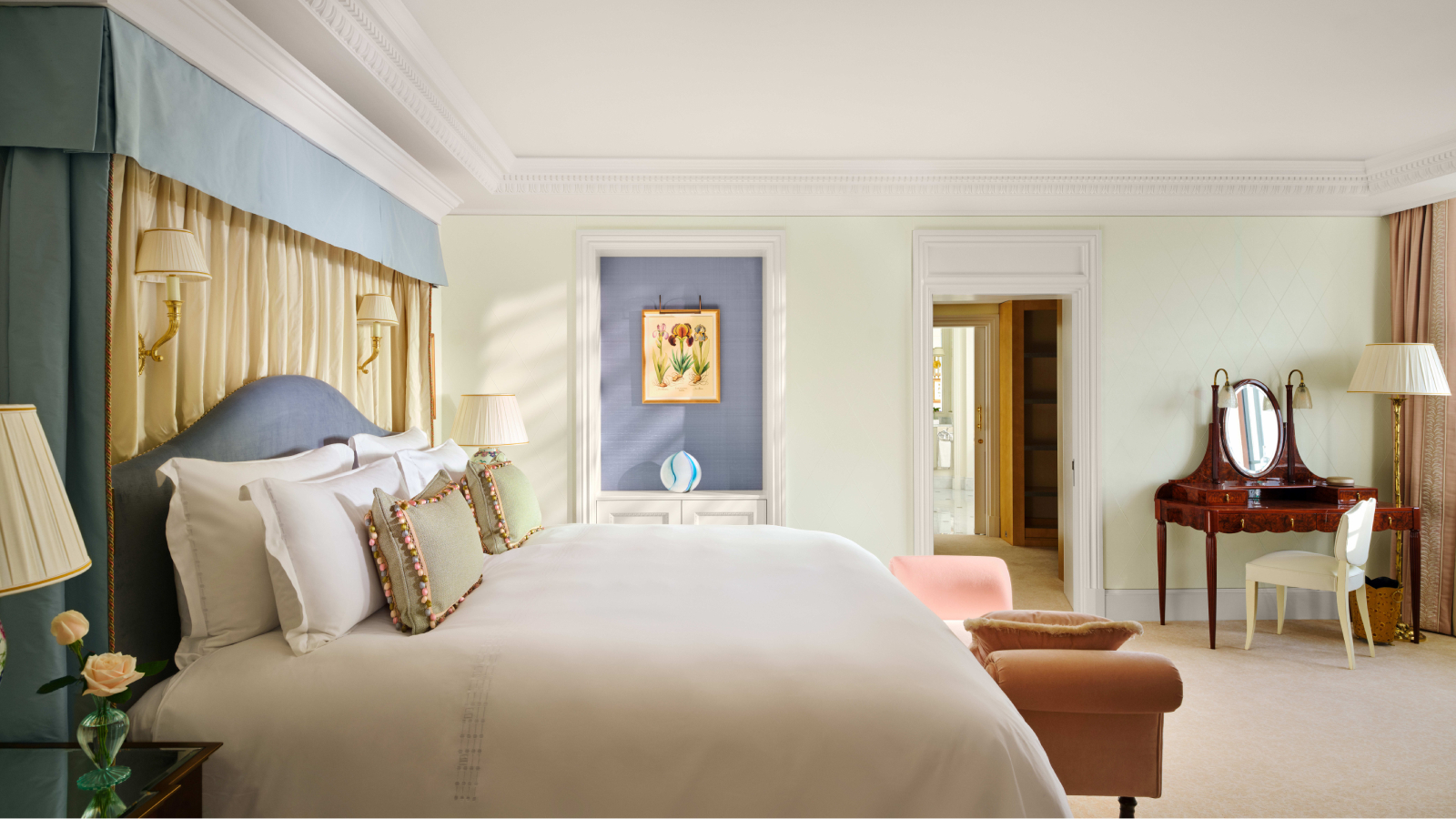 Pierre-Yves Rochon&rsquo;s Royal Suite at The Dorchester, showcasing English-inspired interiors with pastel hues, floral details, bespoke furniture and Hyde Park views