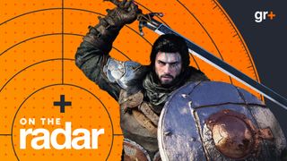 Kliff draws his sword against the GamesRadar On The Radar hub image orange backdrop