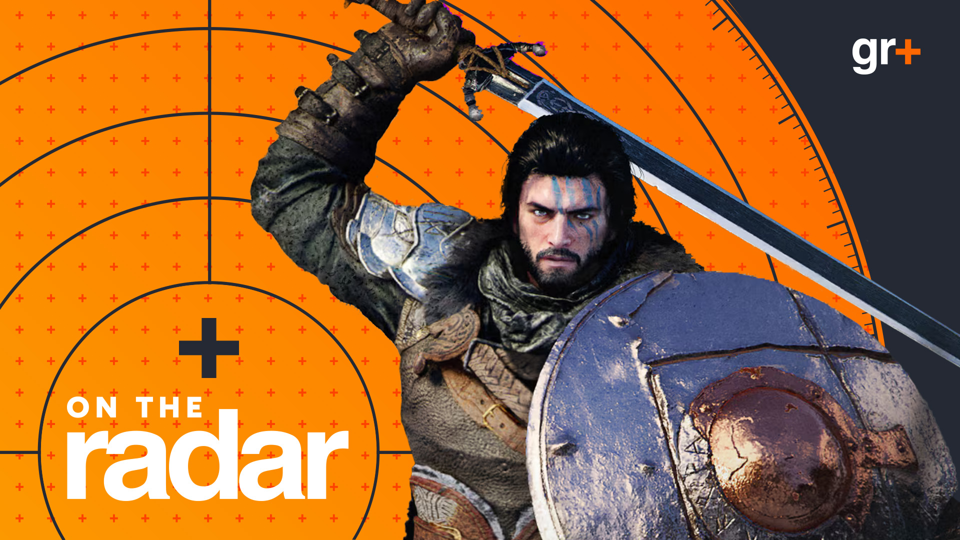 Kliff draws his sword against the GamesRadar On The Radar hub image orange backdrop