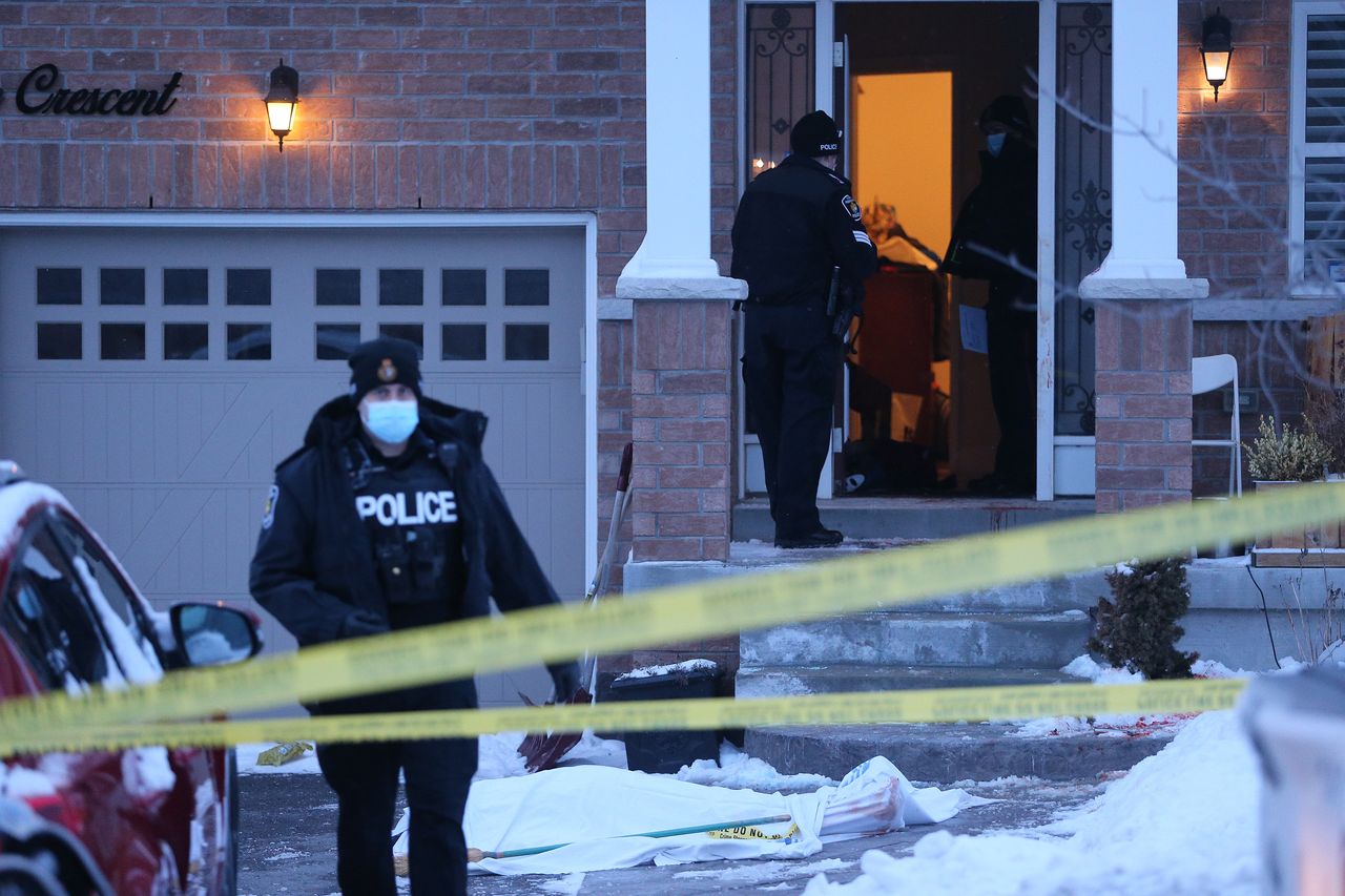 York Regional Police investigate a stabbing crime scene.