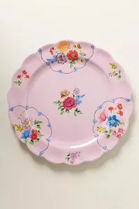 Anthropologie Annette Floral Melamine Dinner Plates, Set of 4
