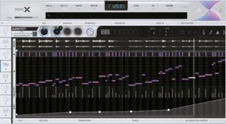 PercX’s MIDI editor is a full-on piano roll affair, but with the Y-axis representing each instrument's enormous stack of robin samples, rather than pitched notes.