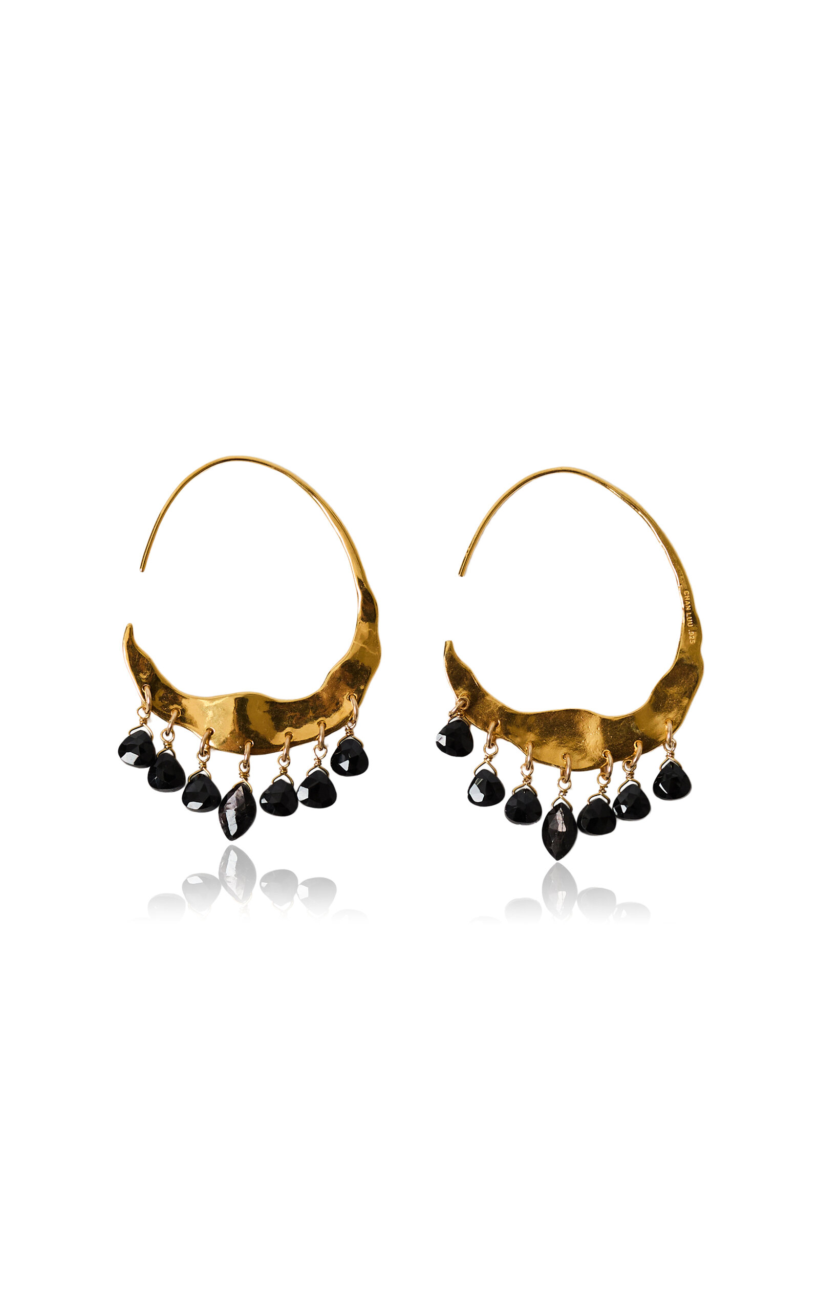 Crescent 18k Gold-Plated Black Spinel Earrings