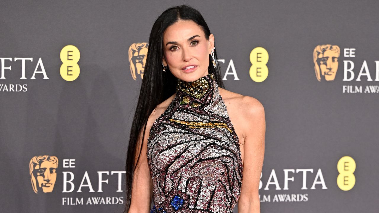 Demi Moore in custom McQueen at the 2025 BAFTAs