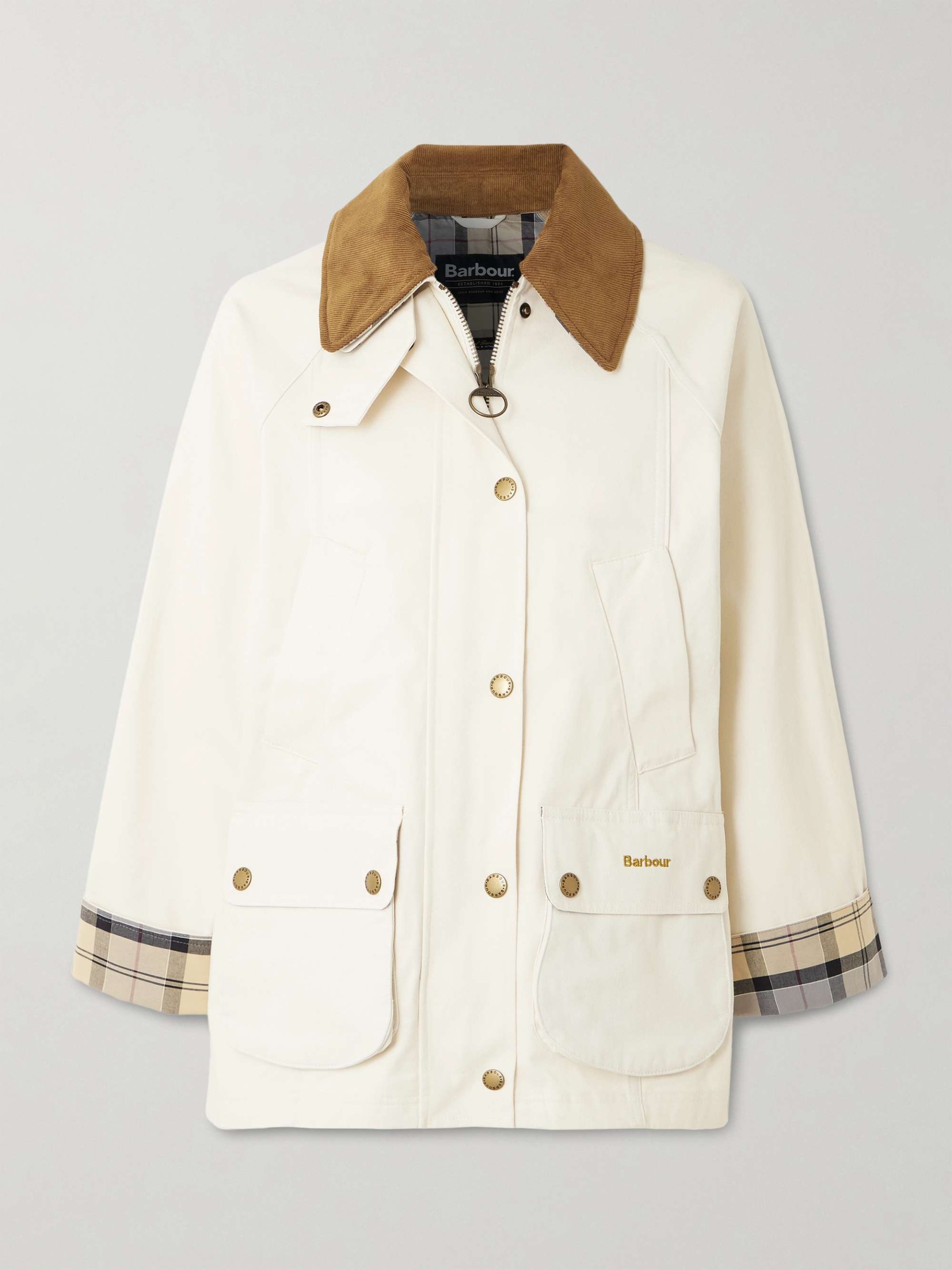 Modern Beadnell Corduroy-Trimmed Waxed-Cotton Jacket