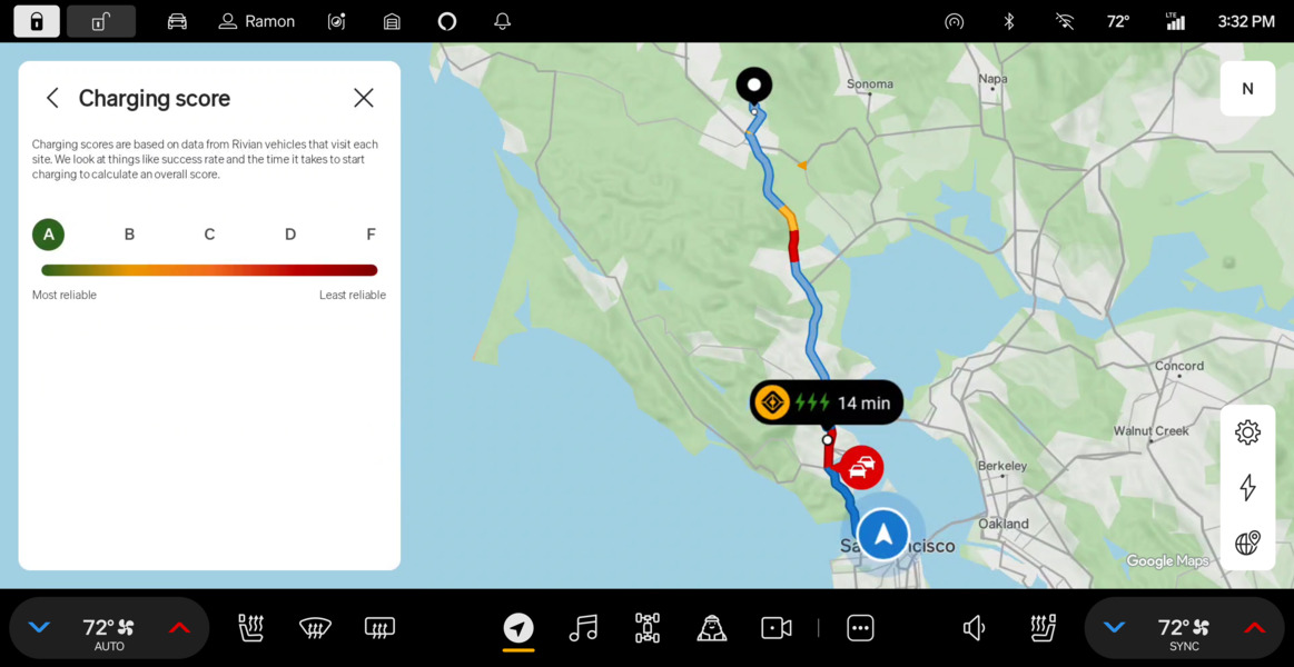 Google Maps on Rivian Navigation system