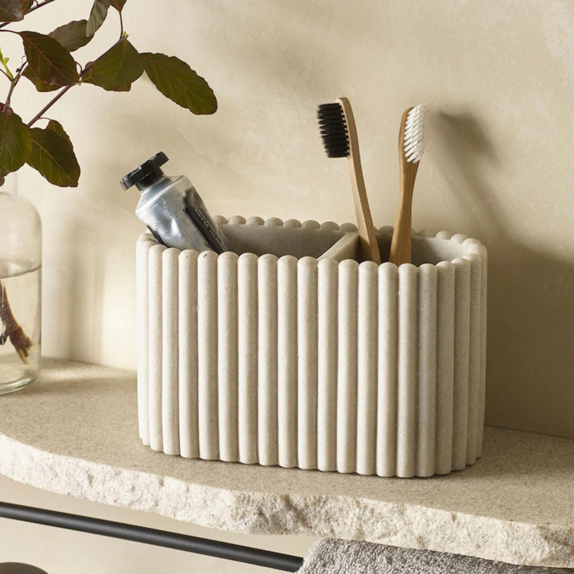 Natural Rib Toothbrush Holder