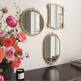 Jeanine Ornate Metal Wall Mirror (Set of 3)