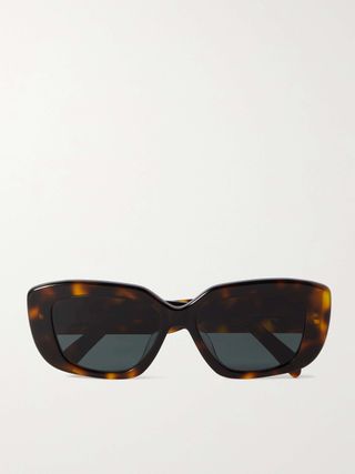 Triomphe Rectangular-Frame Tortoiseshell Acetate Sunglasses