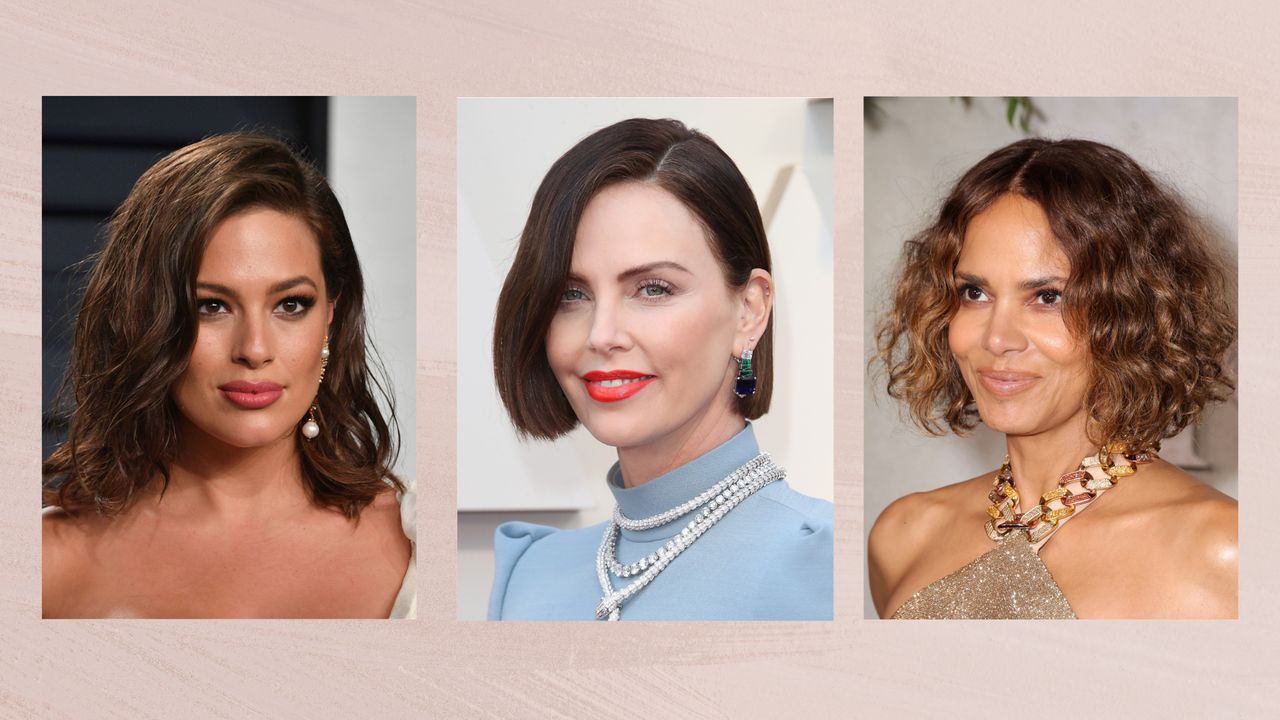 Collage of three images showing (left to right) Ashley Graham, Charlize Theron and Halle Berry