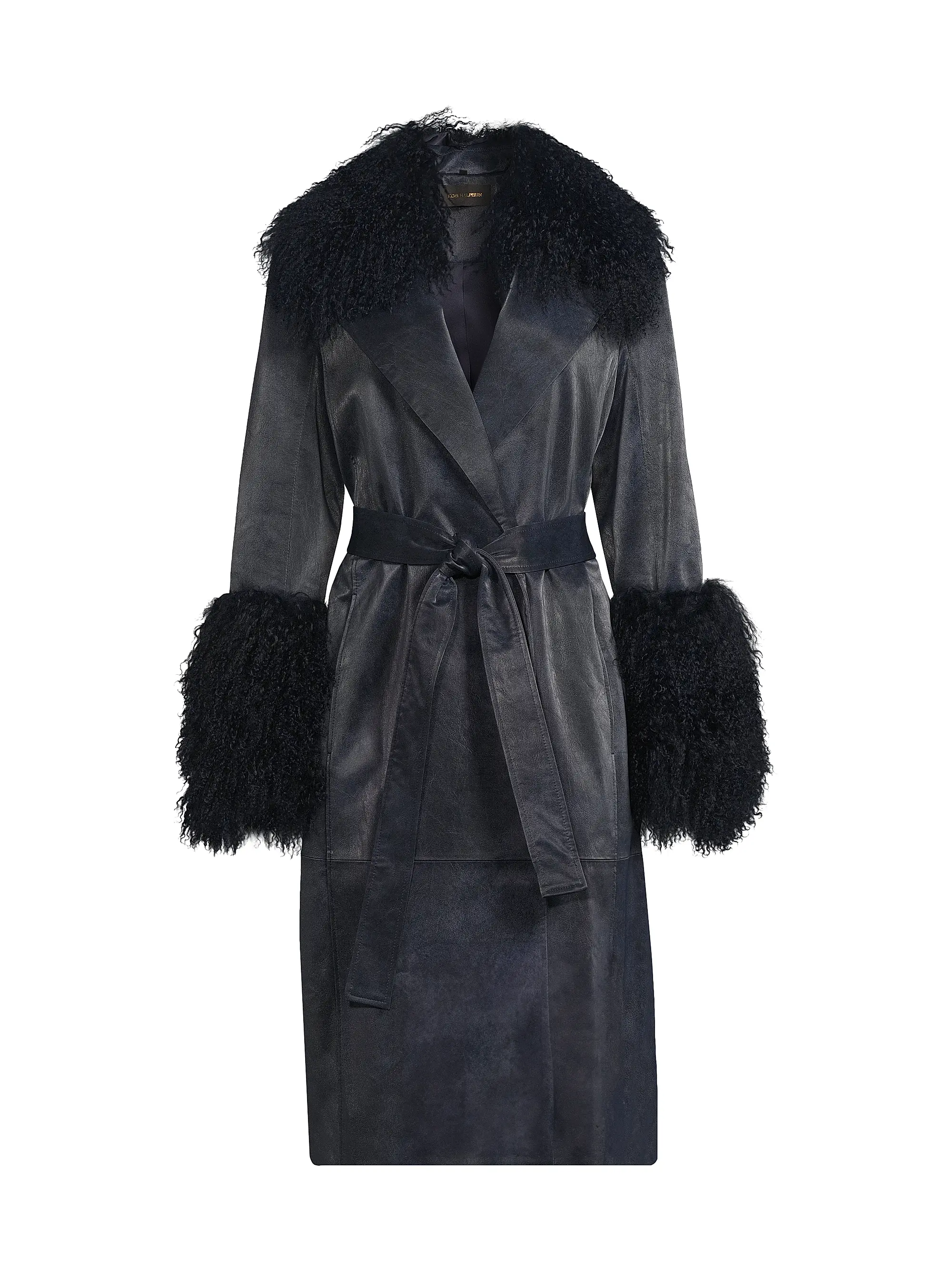 Viv Shearling-Trimmed Belted Coat