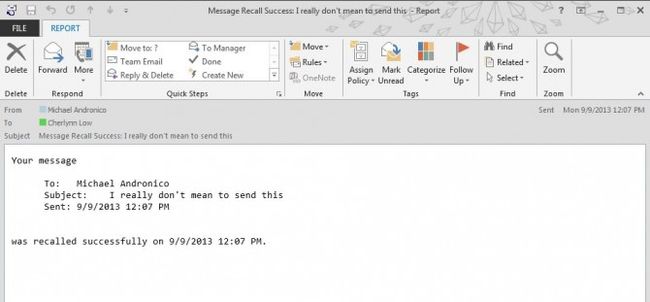 recalling message in outlook