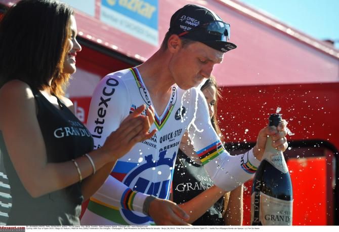 Tony Martin (Omega Pharma-Quick Step) enjoying the podium