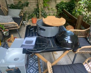 BergHOFF Tabletop BBQ box contents on garden table