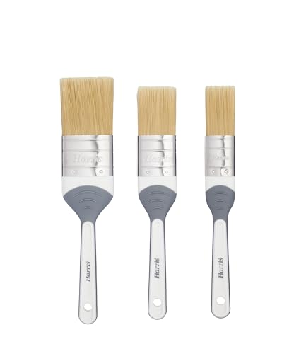 Harris Seriously Good Woodwork Stain &amp;amp; Varnish Paint Brushes, 3 Brush Pack, 1", 1.5", 2", Grey