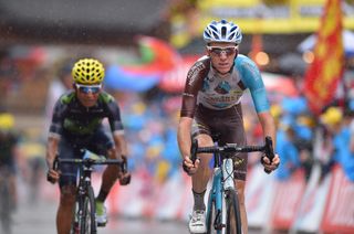 Romain Bardet (AG2R-La Mondiale) finishes stage 20 ahead of Nairo Quintana to secure his second place overall