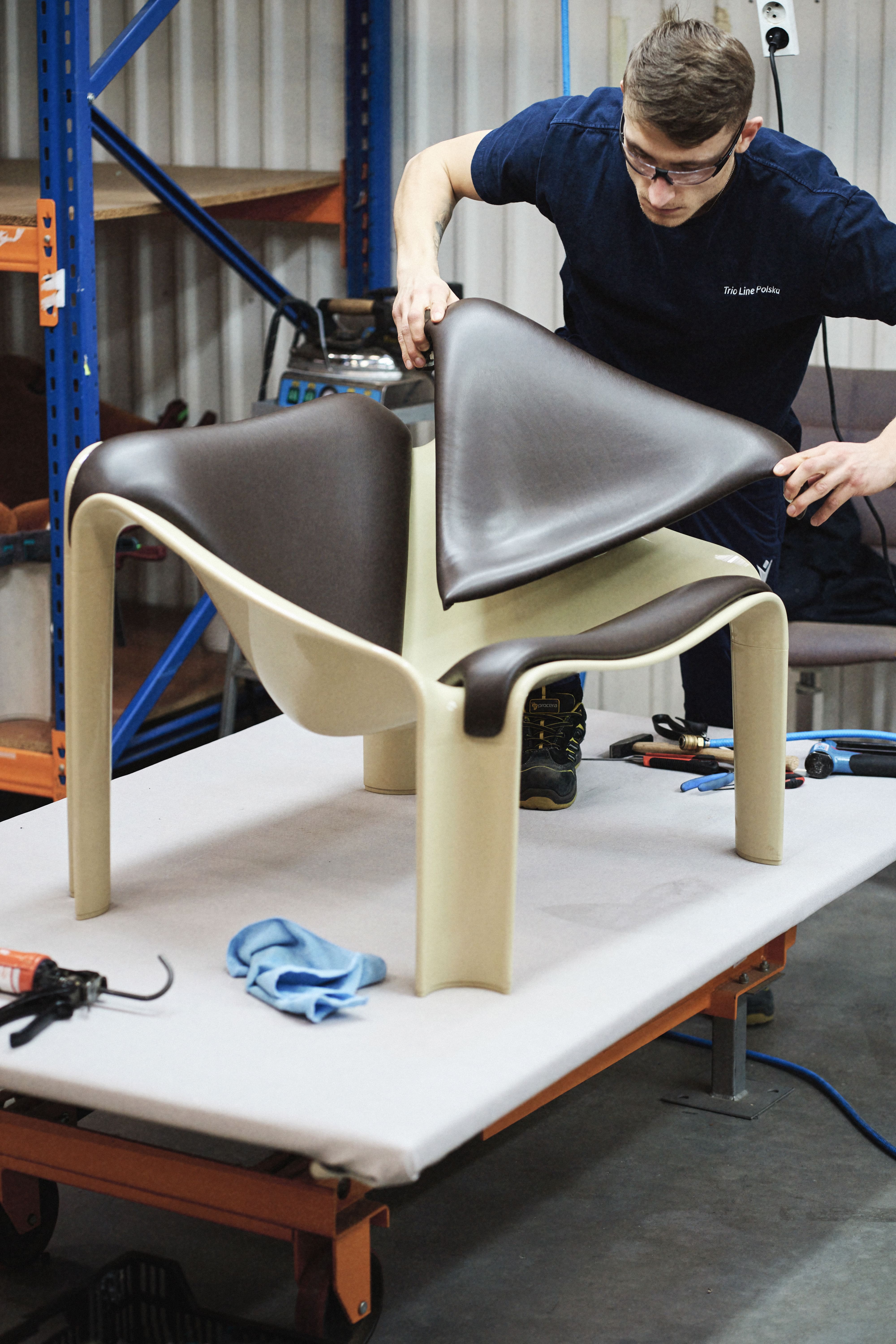 Production shot of chair in a factory