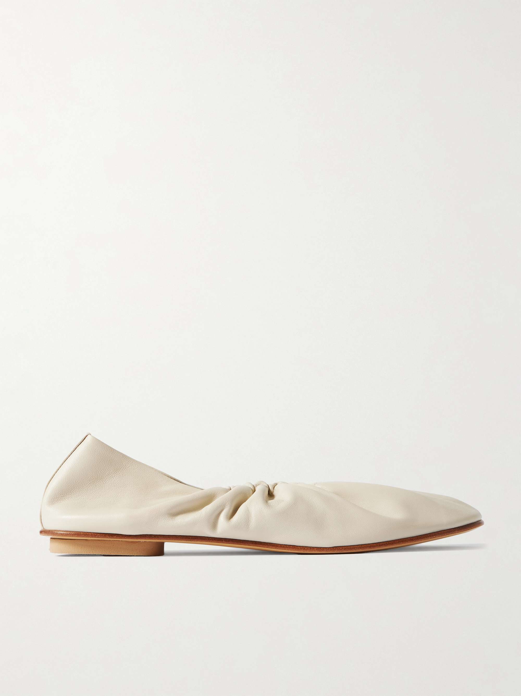 Mica Gathered Leather Ballet Flats