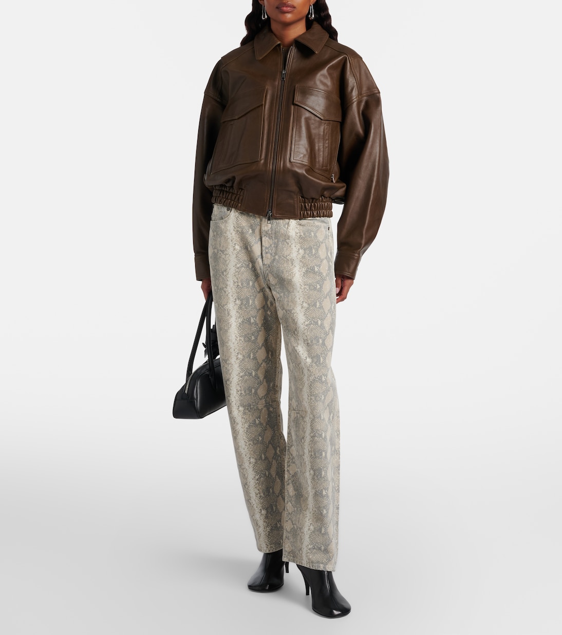 Miro Snake-Print Barrel-Leg Jeans in Grey - Citizens of Humanity