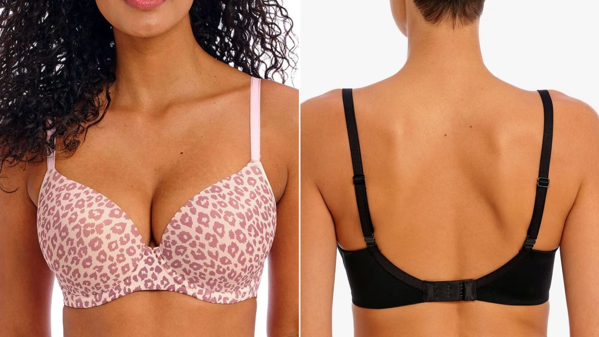 Two images of models wearing the Freya Undetected bra