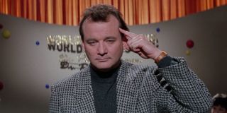 Bill Murray trying to send psychic messages to the audience in Ghostbusters II.