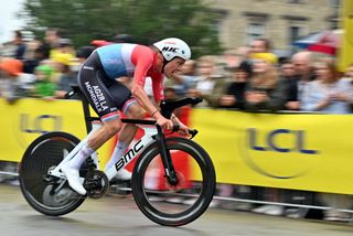 Luxembourgish Bob Jungels of AG2R Citroen pictured in action during the first stage of the Tour de France cycling race a 13 km individual time trial in and around Copenhagen Denmark Friday 01 July 2022 This years Tour de France takes place from 01 to 24 July 2022 and starts with three stages in Denmark BELGA PHOTO DAVID STOCKMAN Photo by DAVID STOCKMAN BELGA MAG Belga via AFP Photo by DAVID STOCKMANBELGA MAGAFP via Getty Images