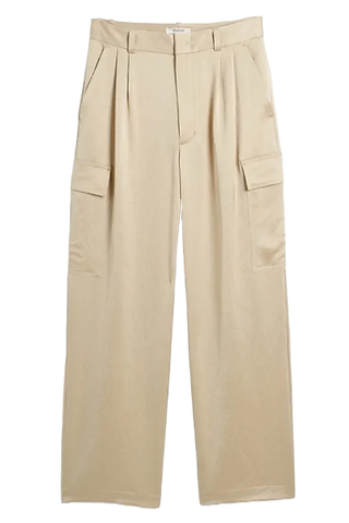 Madewell High-Rise Straight Cargo Trousers in Satin