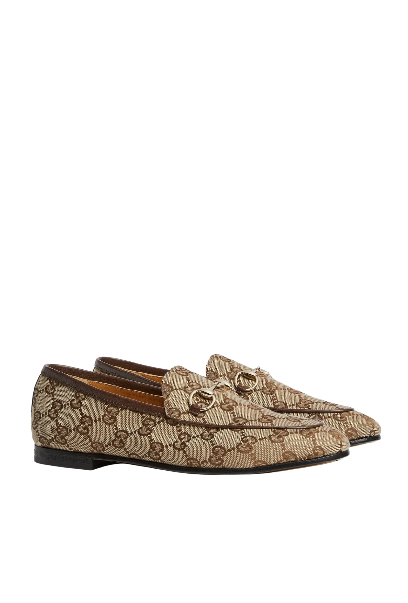 An image of Gucci&#039;s jacquard loafers. 