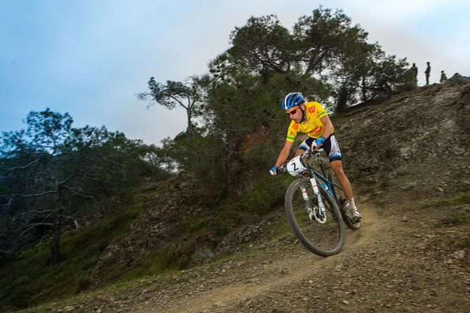 Fabian Giger (Giant) racing in the Afxentia stage race.