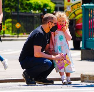 Bradley Cooper is seen with daughter Lea de Seine on May 17, 2021 in New York City.