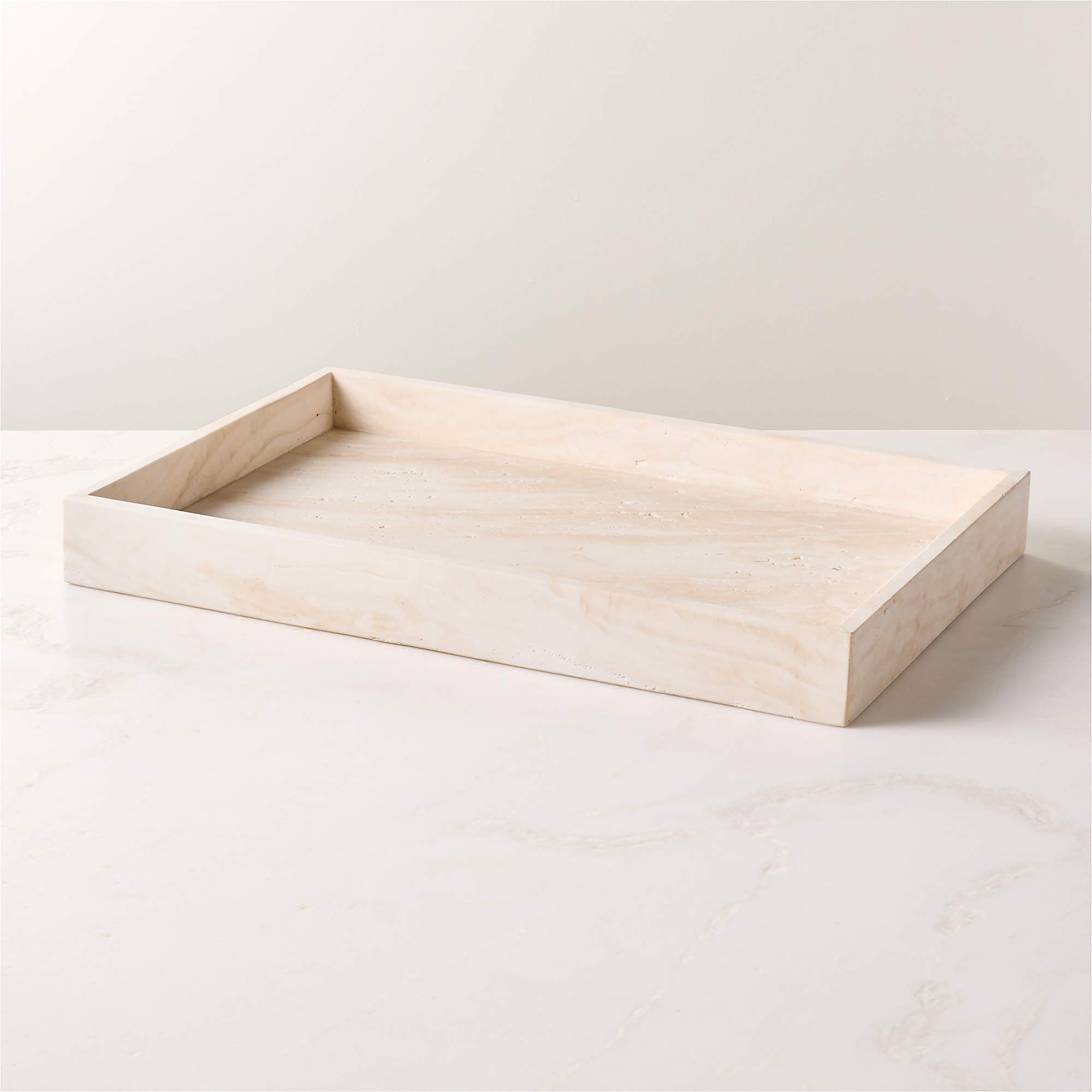 White travertine rectangular serving tray