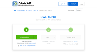 Website screenshot of Zamzar File Converter