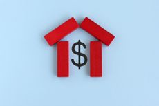 The image illustrates a dollar sign within the outline of a house.