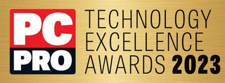 A gold banner with the words Technology Excellence Awards 2023 displayed next to the PC Pro logo