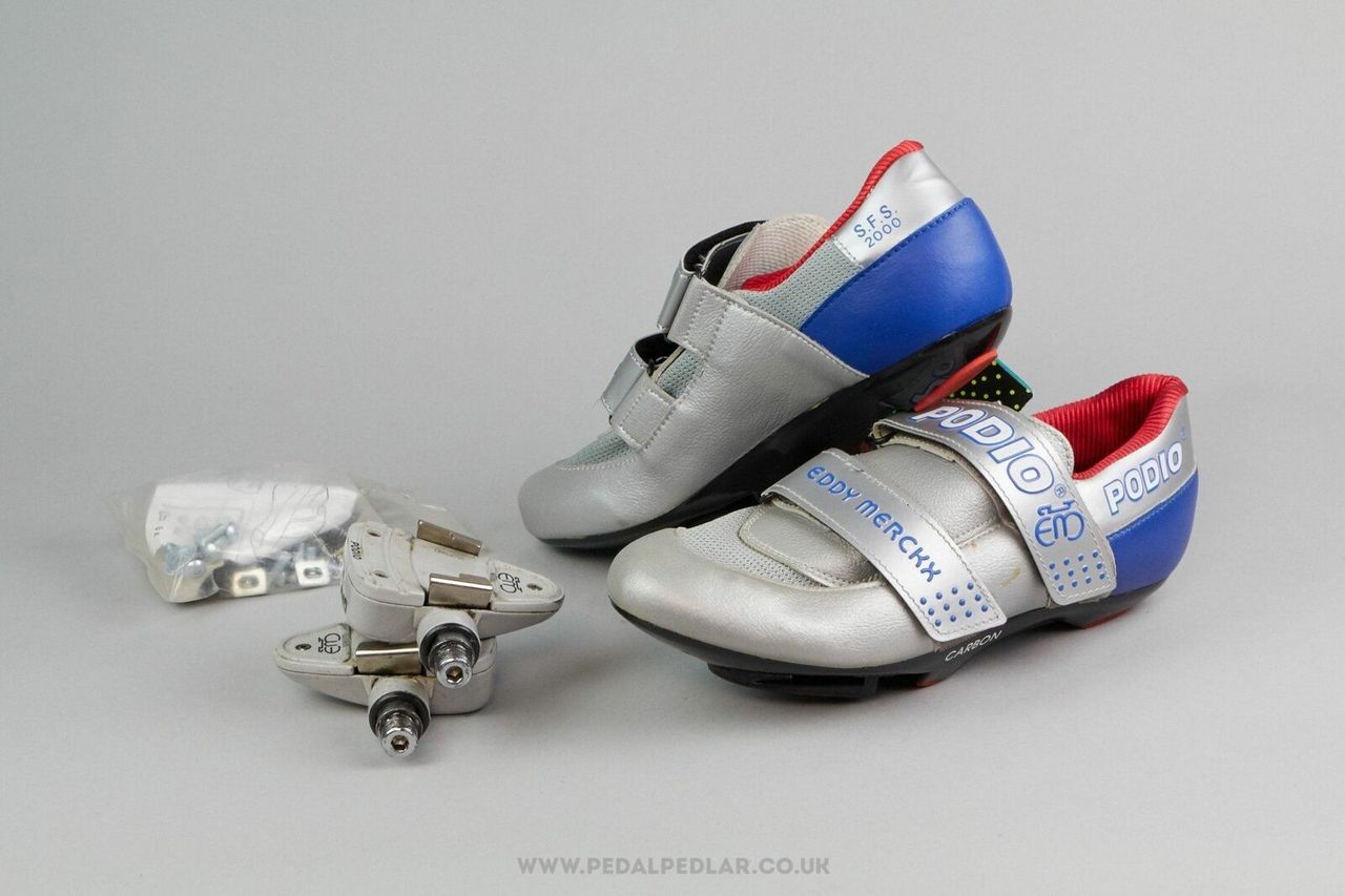 Vintage Eddy Merckx Podio cycling shoes and pedals on eBay