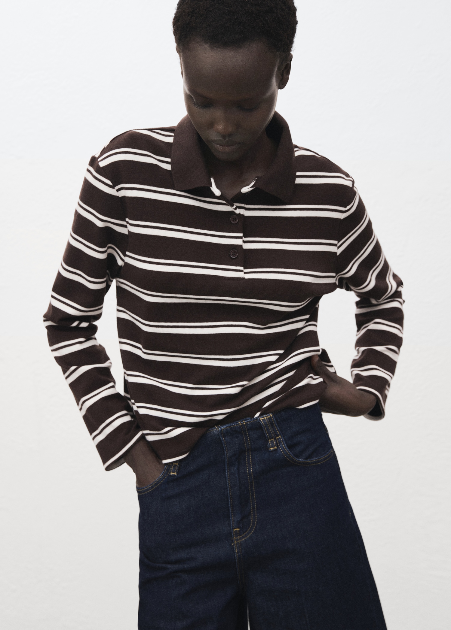 Striped Polo-Neck T-Shirt - Women | Mango United Kingdom