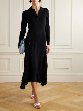 Henley Asymmetric Paneled Wool and Jersey Dress