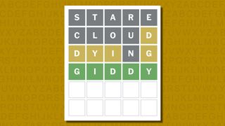 Wordle answer 807 on a yellow background